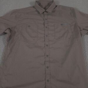 Vortex Shirt Mens XL Brown Short Sleeve Button Up Polyester Nylon Outdoor Hiking